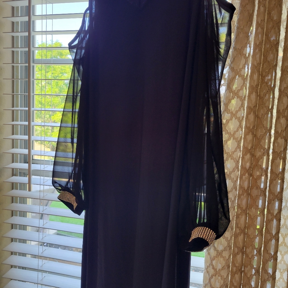 MSK black cold shoulder cocktail dress